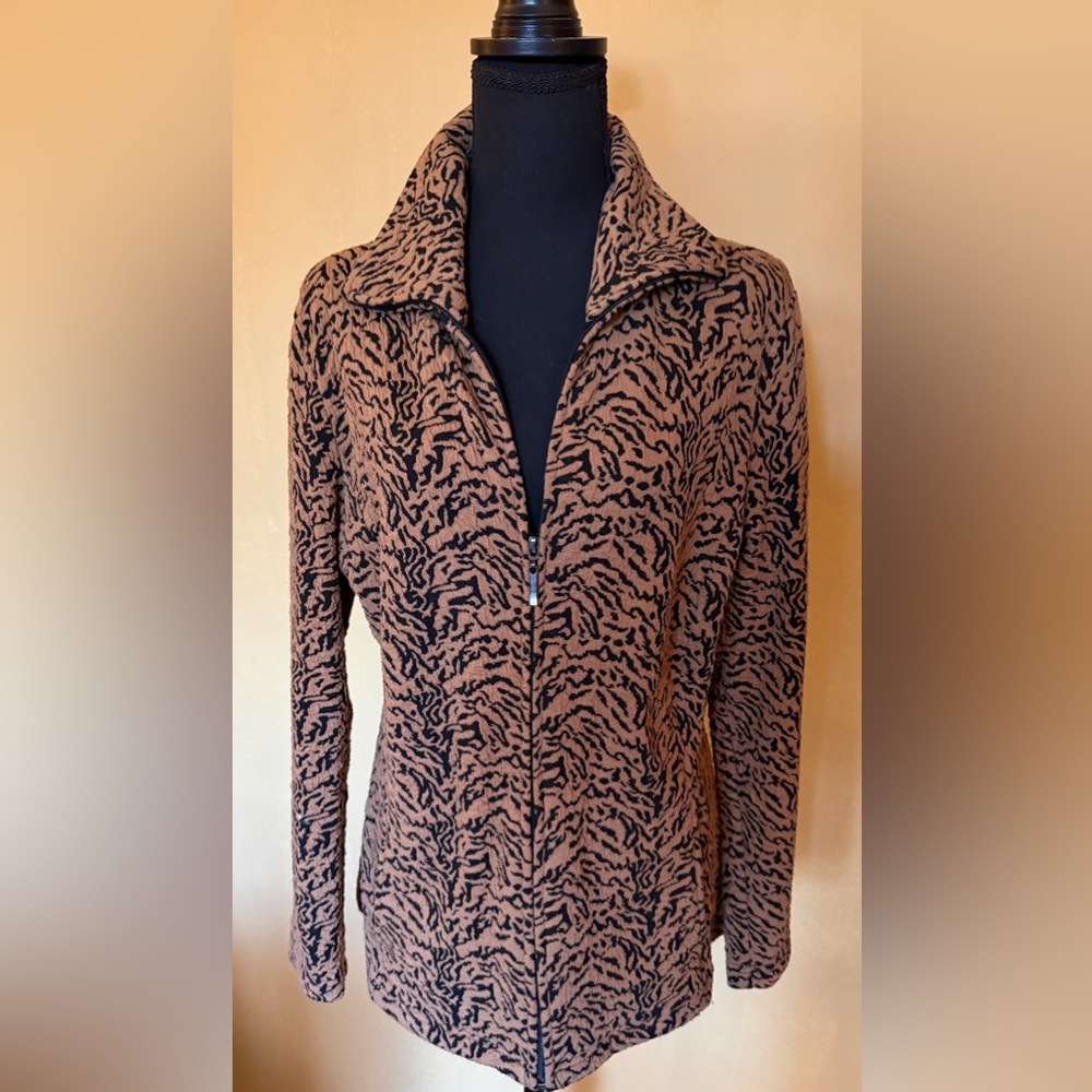 JM Collection Black and Brown Teddy Jacket